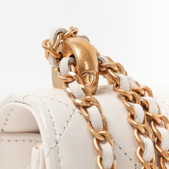 Chanel Pearl Crush White Quilted Lambskin Leather Wallet on Chain - Picture 9 of 14